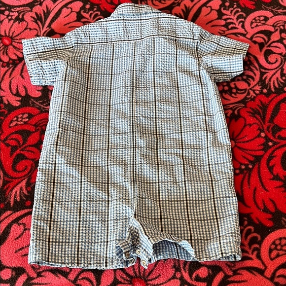 Ralph Lauren Light Blue Checkered Romper - Picture 5 of 6